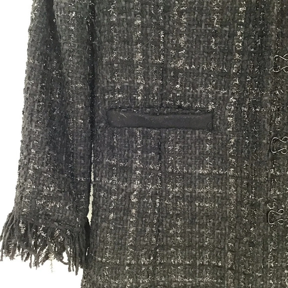 Vertigo Paris Women’s Tweed Boucle Fringe Wool Blend Jacket Coat Size Small - Picture 7 of 10